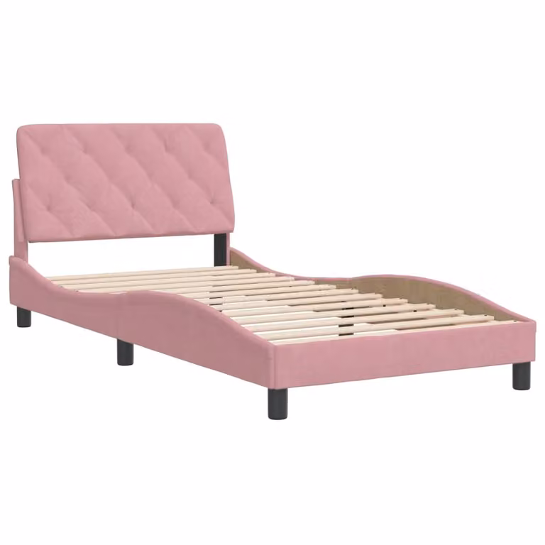Giroletto senza Materasso Rosa 100x200 cm in Velluto