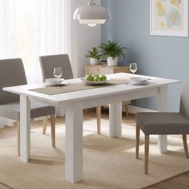 Tavolo da pranzo estensibile DMORA Bianco lucido L/P/H: 140/190 x 90 x 77 cm
