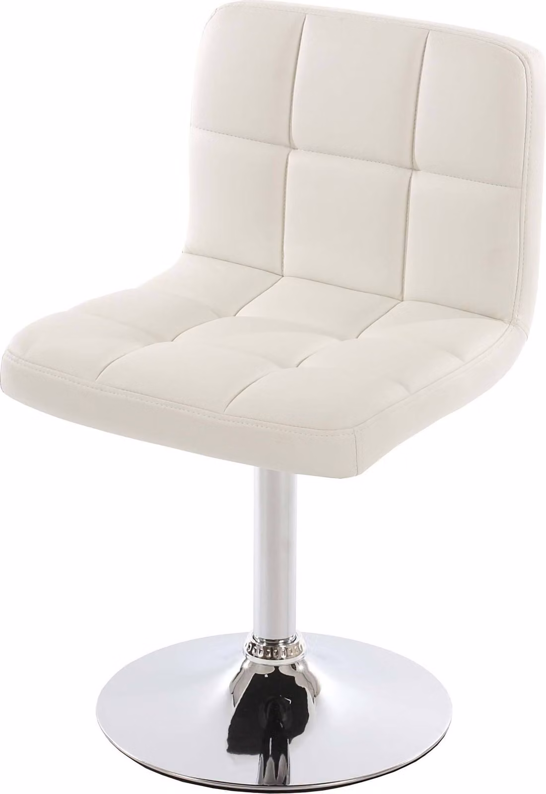 Sedia da sala da pranzo Kavala, sedia da cucina Sedia, girevole certificata MVG ~ Pelle finta bianca, base cromata