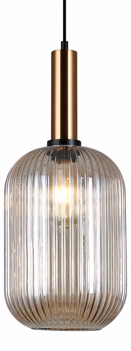 Lampadario Antiola in nero e ottone, 1xE27x40W, vetro, dimensioni: 112x20x30 cm, IP20, Italux