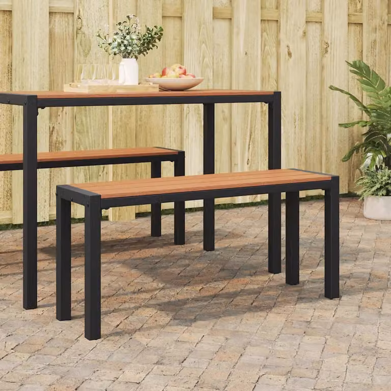 Panchina da giardino moderna vidaXL in acciaio marrone L: 100 cm, P: 28 cm, H: 45 cm