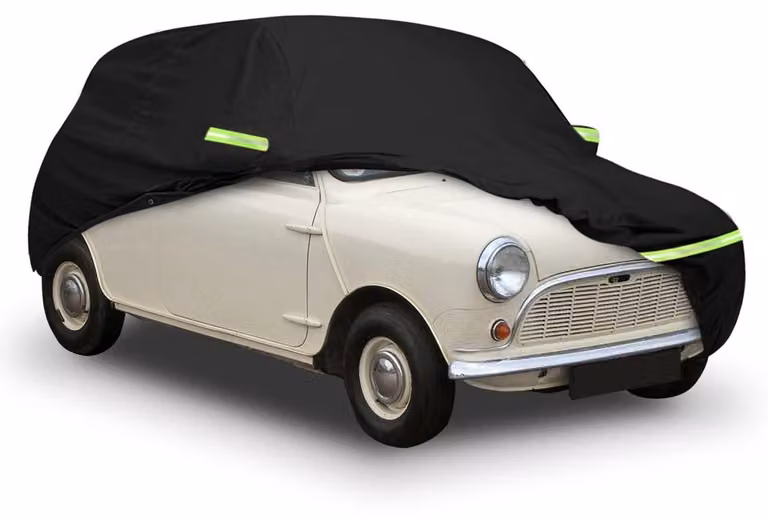 Copertura per auto, adatta a garage completo, per Austin Mini Saloon dal 1959 al 2000, modello 300D, adatta a tutte le condizioni atmosferiche, riflettente, impermeabile al vento, colore nero