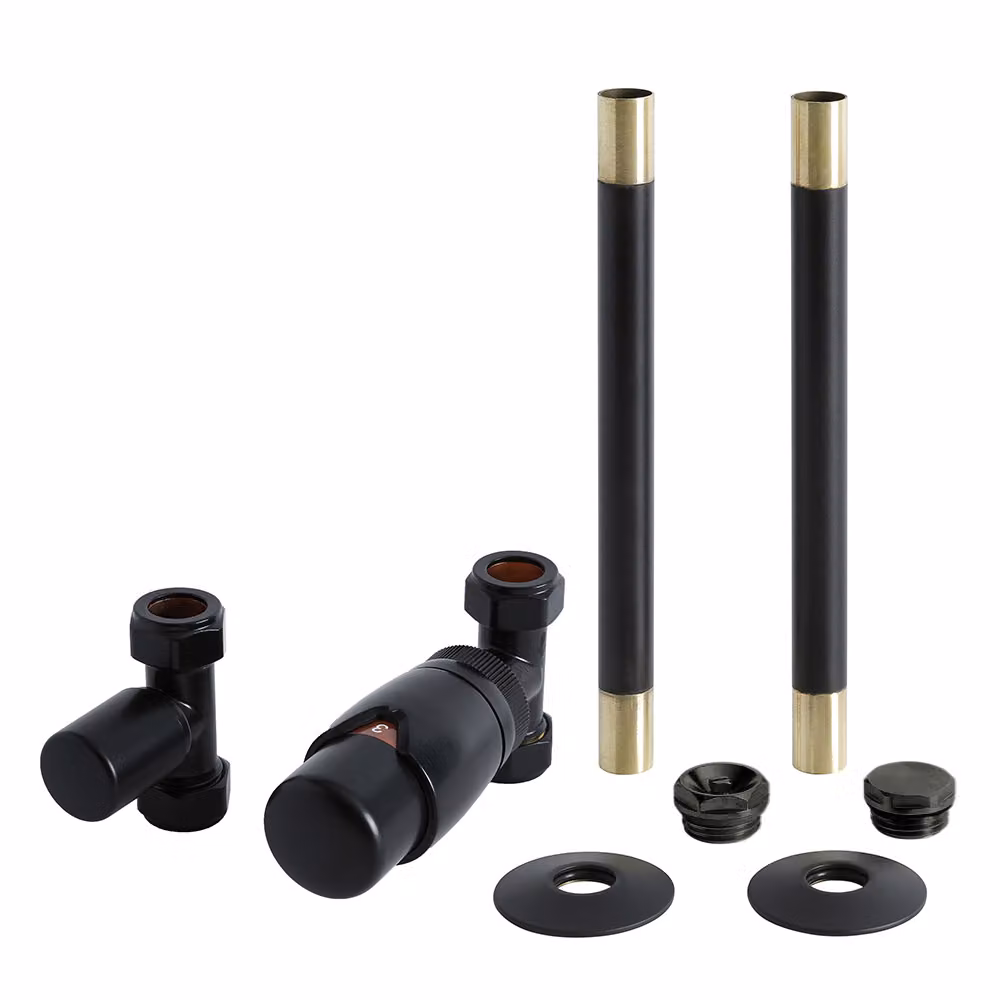 Set Tubi + Valvole Termostatiche Dritte Radiatori - Nero Moderno