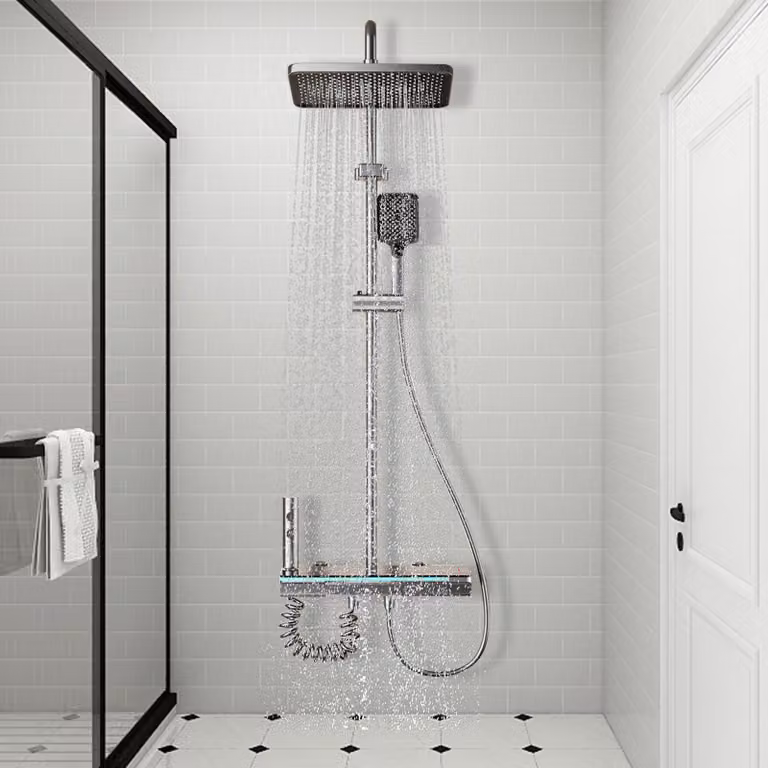 Set doccia da bagno, display LED, controllo sicuro della temperatura, grigio
