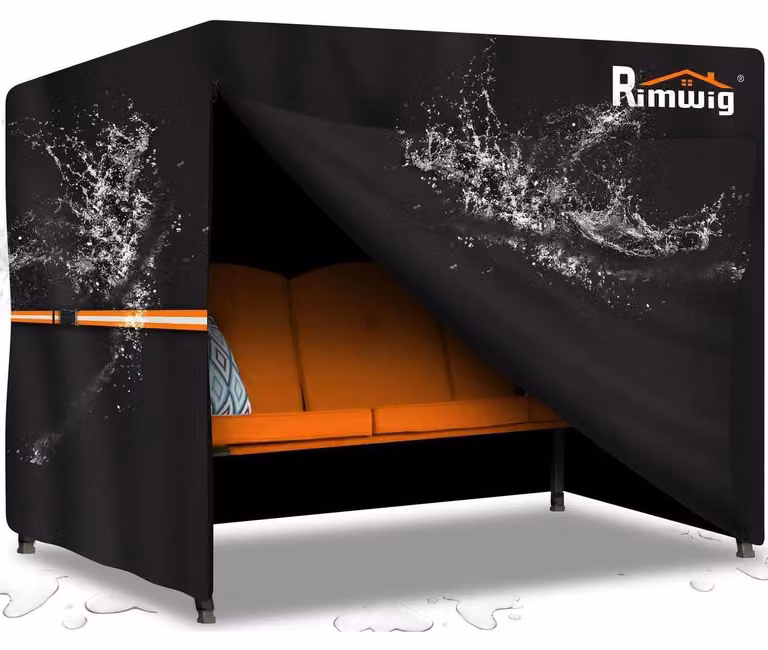 Copertura per amaca hollywoodiana, 3 posti, impermeabile, tessuto Oxford 600D, dimensioni 215x125x170 cm, colore nero