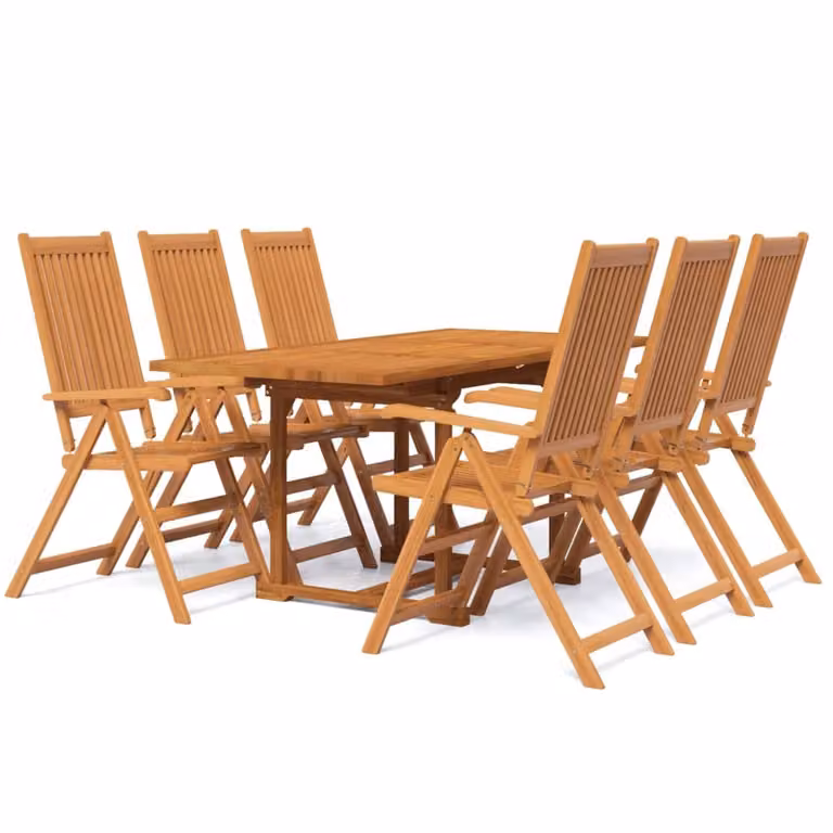 Set Mobili da Pranzo per Giardino 7 pz Legno Massello di Acacia 120-170 cm