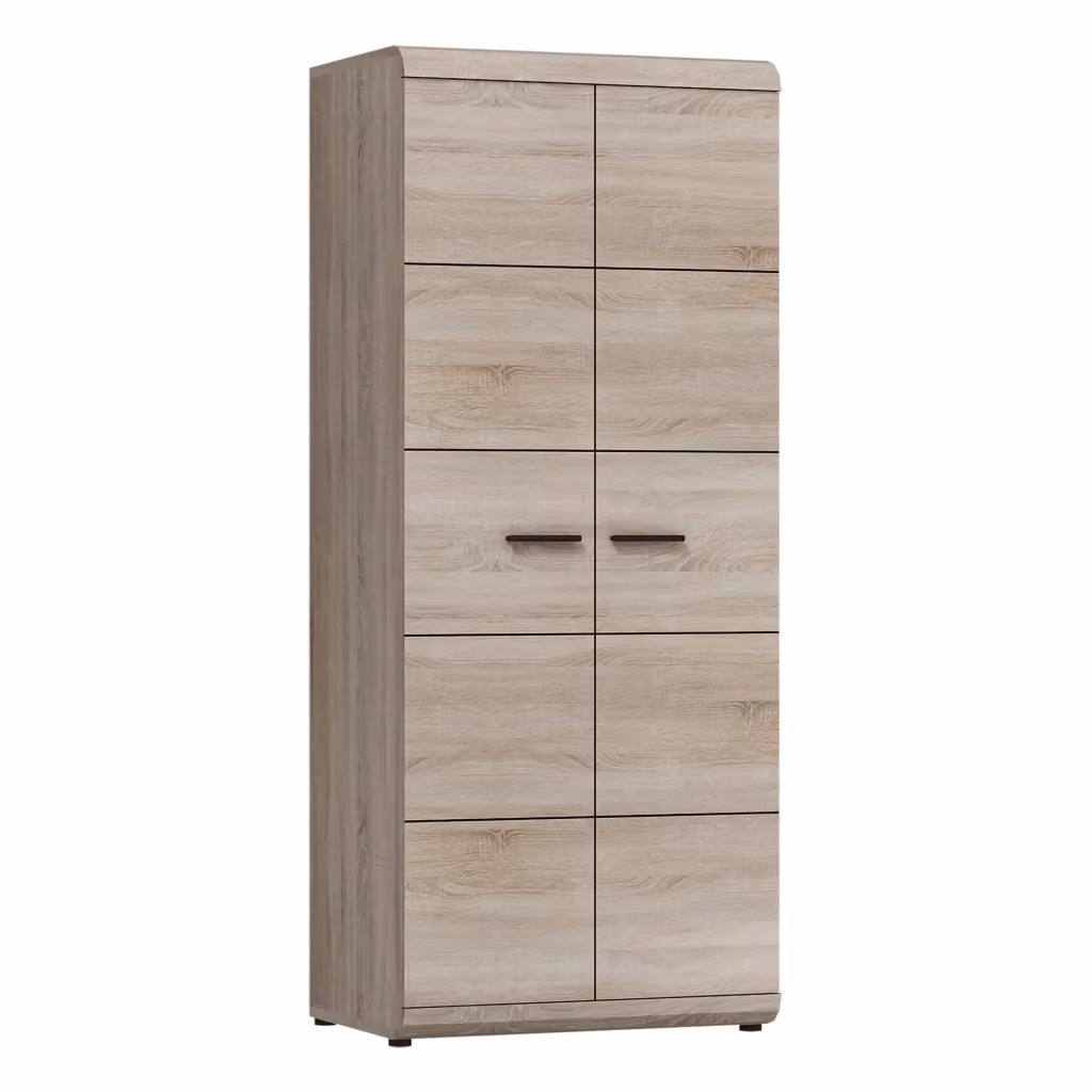 Armadio da camera da letto DMORA con 2 ante, appendiabiti e ripiani interni, colore marrone rovere, L: 80 cm, H: 194 cm – 2