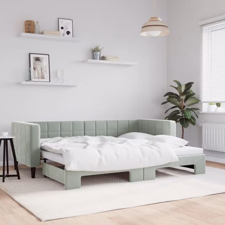 Divano Letto con Letto Estraibile vidaXL in Velluto Grigio Chiaro