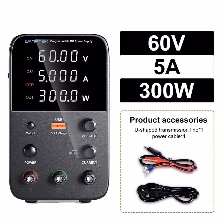 Wanptek Alimentatore DC, tensione di uscita 30V/60V/120V, corrente regolabile fino a 10A, WPS605H