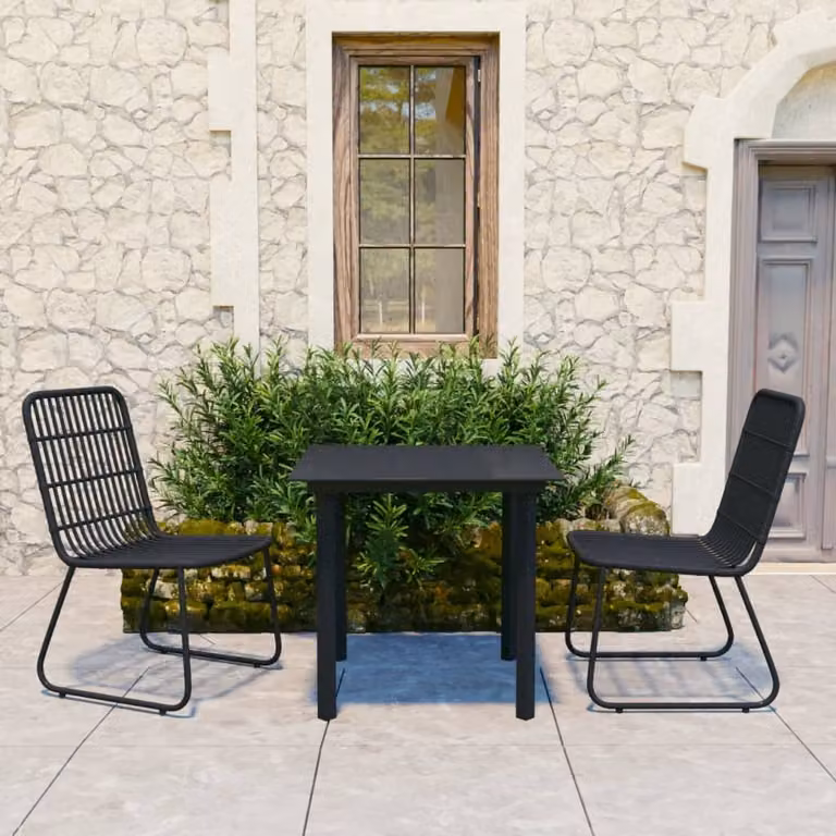 Maison Exclusive - Set da pranzo da giardino a 3 pezzi in rattan sintetico e vetro