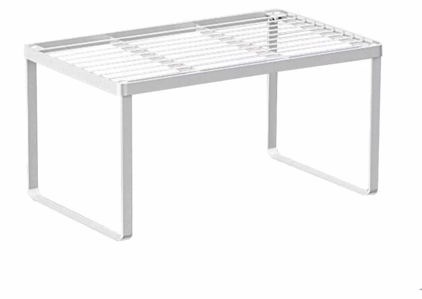 Organizzatore per armadietti da cucina, in filo metallico, impilabile, robusto, salvaspazio, colore bianco, dimensioni 39 x 24 x 20,5 cm