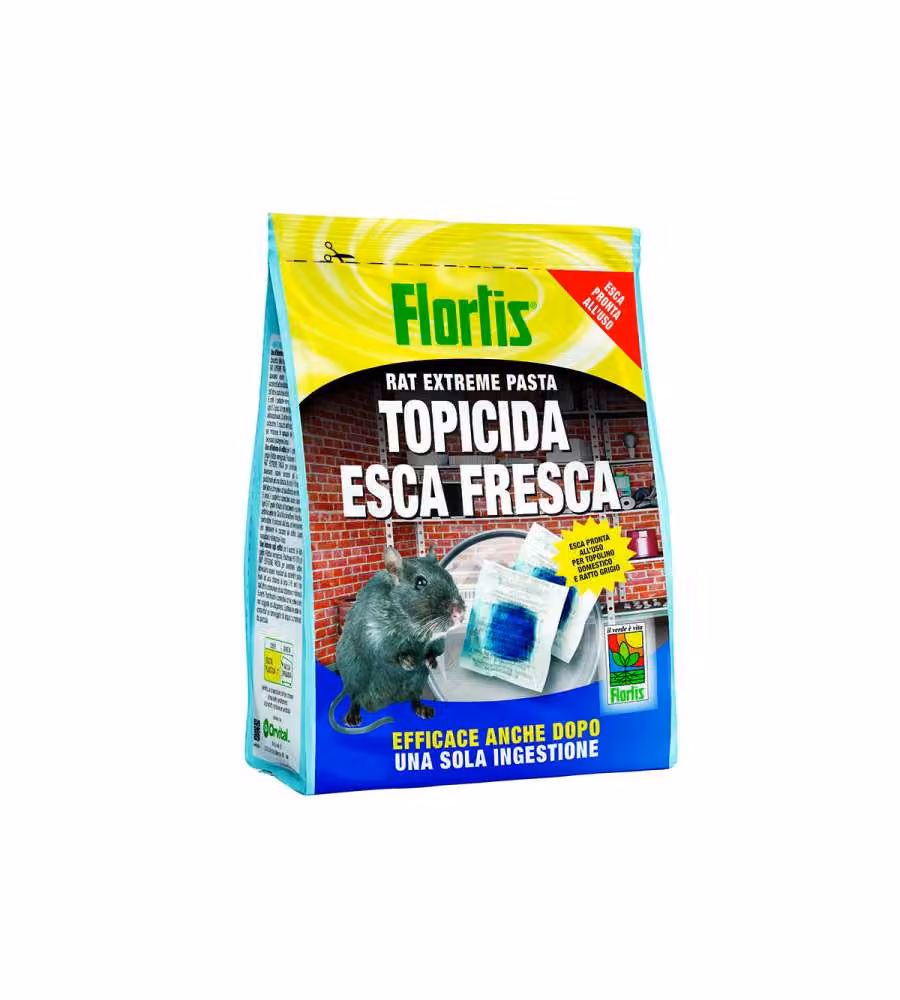 Flortis Topicida Esca Fresca 150g - Rodenticida Pronto Uso - Efficace Contro Topi