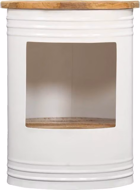 Tavolino da caffè rotondo vidaXL in legno di mango marrone e bianco L: 55 cm, P: 43 cm