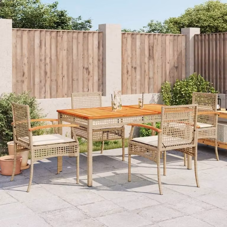 Maison Exclusive - Set da Pranzo da Giardino 5 pz con Cuscini Beige in Polyrattan