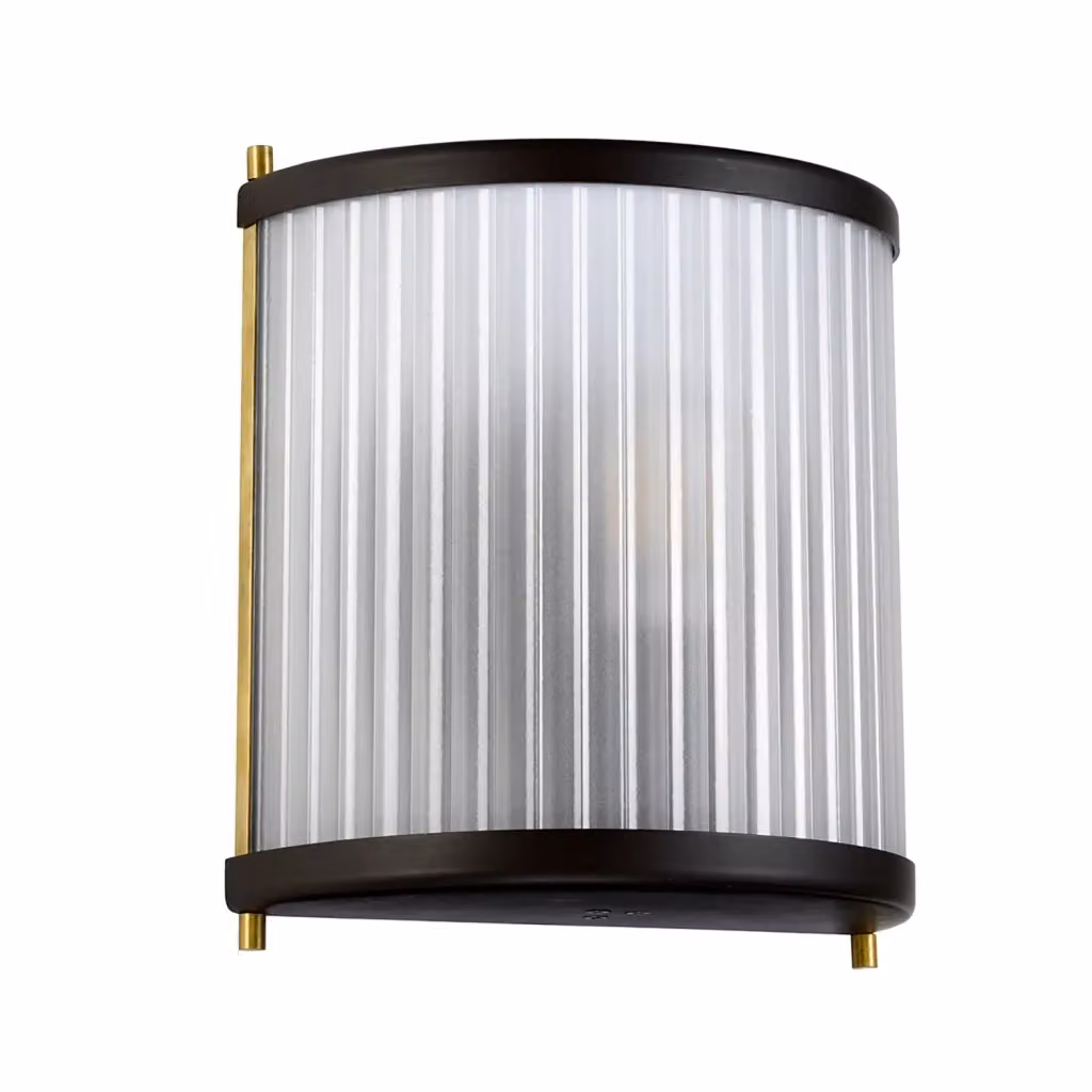 Applique Moderna Corona di Elstead Lighting in Acciaio Bronzo e Vetro Ottone con Attacco E27 – 2