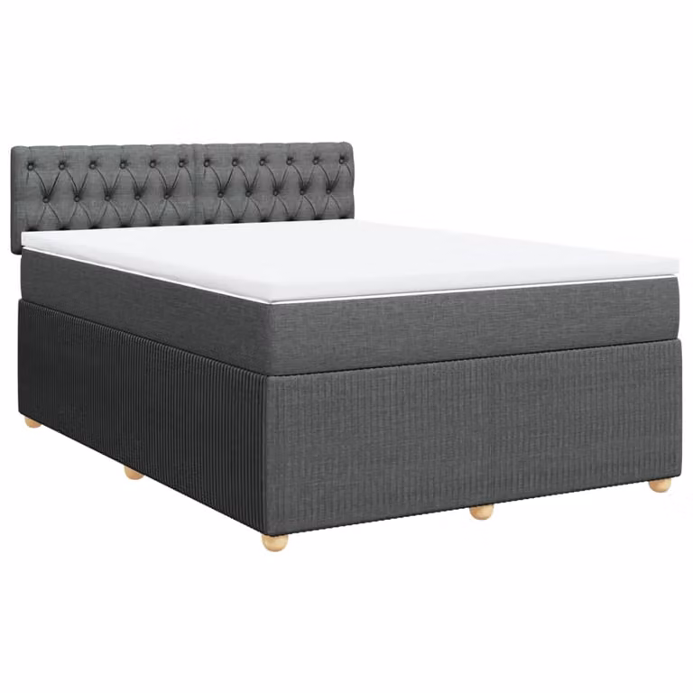 Giroletto a Molle con Materasso Grigio Scuro 160x200 cm Tessuto