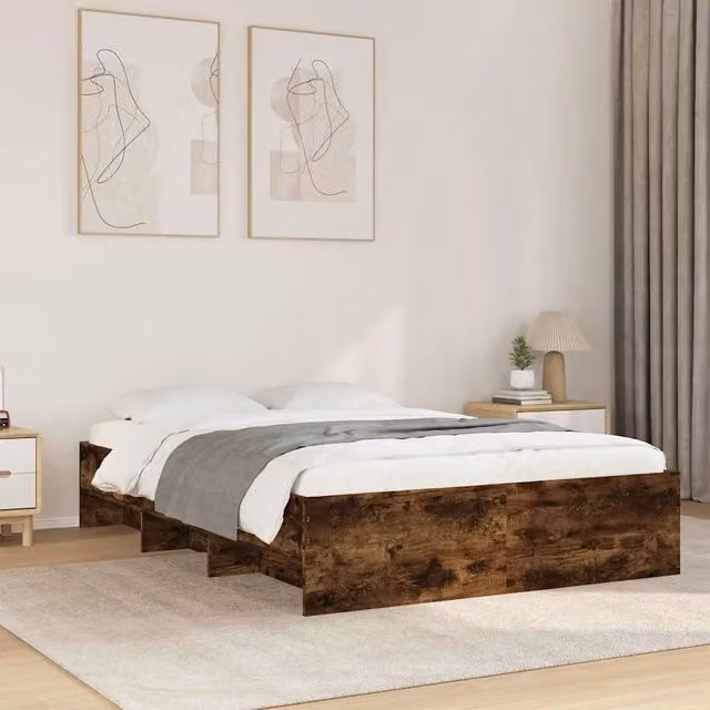 Giroletto vidaXL in Rovere e MDF Marrone con Doghe in Legno, L/P: 120 x 200 cm – 1