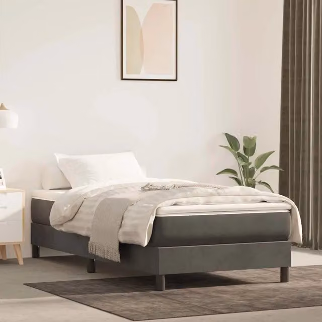 Materasso a Molle-Materasso per letto Grigio Scuro 100x210x20 cm in Velluto