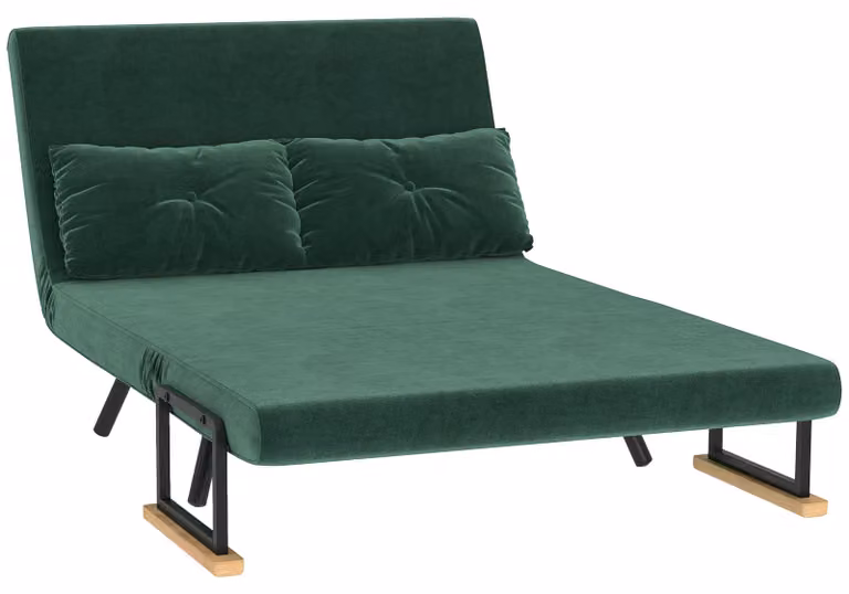 Divano letto HOMCOM, divano a due posti con funzione letto, divano letto con rivestimento effetto velluto verde