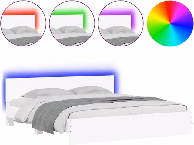 Letto matrimoniale | Letto per adulti | Giroletto con LED senza Materasso Bianco 180x200 cm