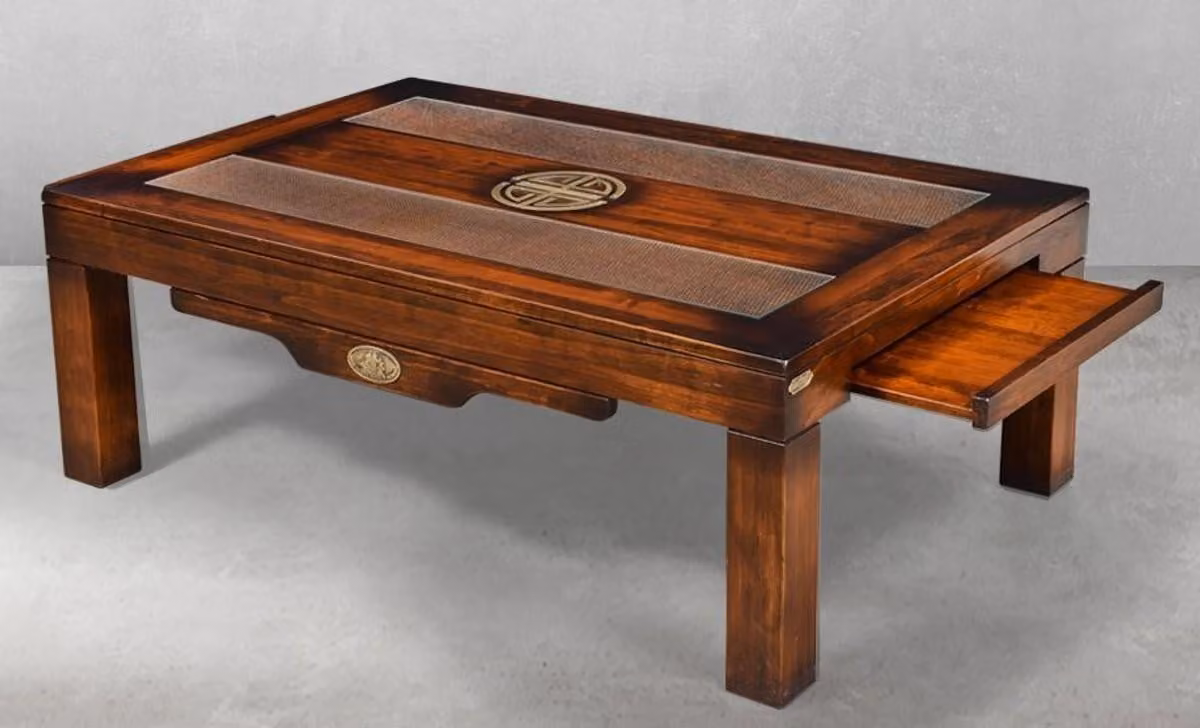 Casa Padrino tavolino in stile vintage marrone 125 x 80 x H. 45,5 cm - Tavolo da salotto in legno massello - Mobili da salotto in stile vintage - Mobili da salotto - Mobili da salotto in legno massello