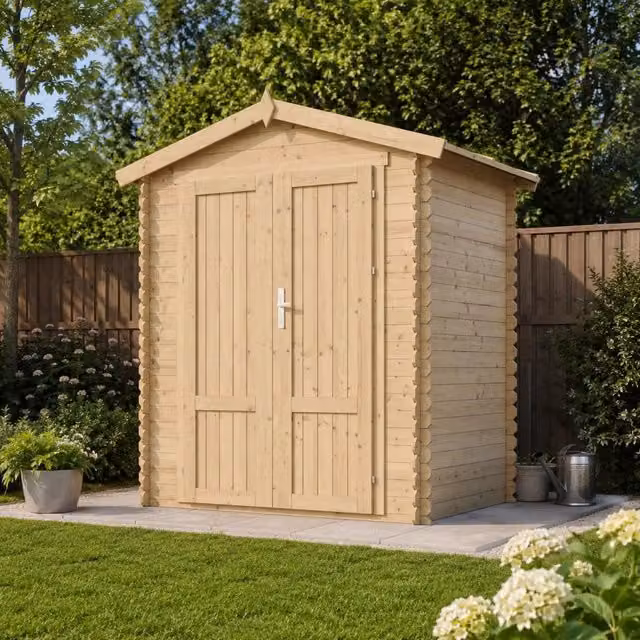 Casetta da Giardino in Legno TIMBELA M367F1 Grigio e Sabbia 1,98 m²