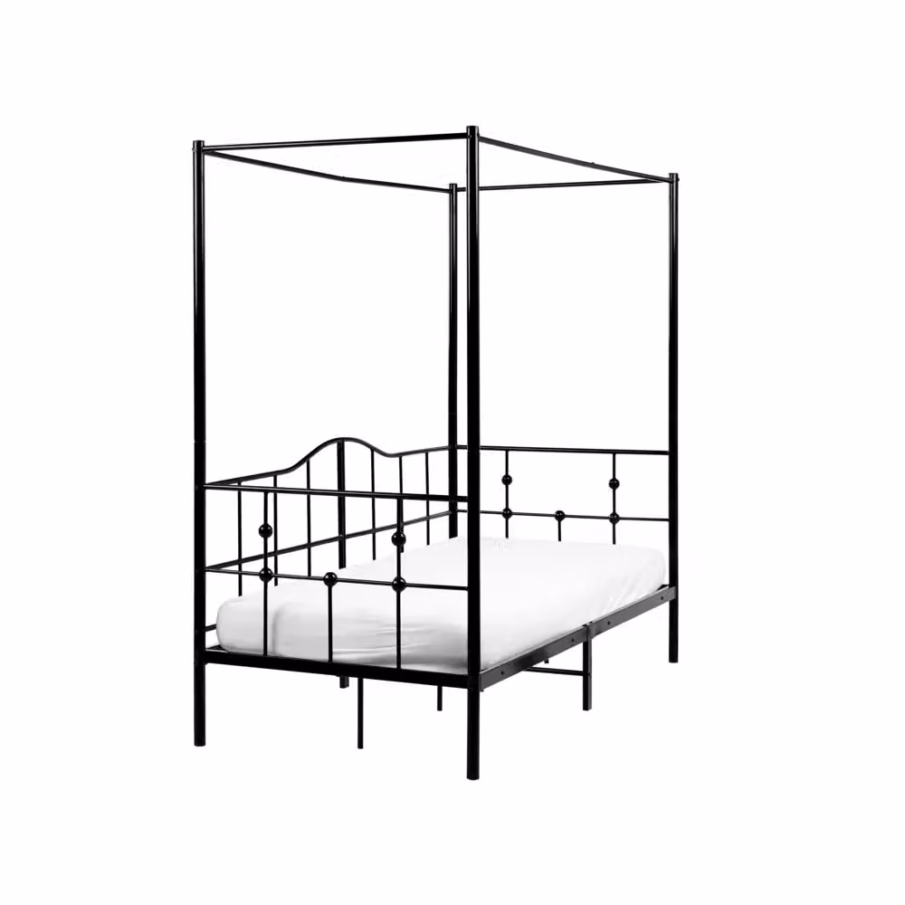 Letto a baldacchino moderno singolo BELIANI in metallo nero L/P/H: 90 x 200 x 207 cm – 2