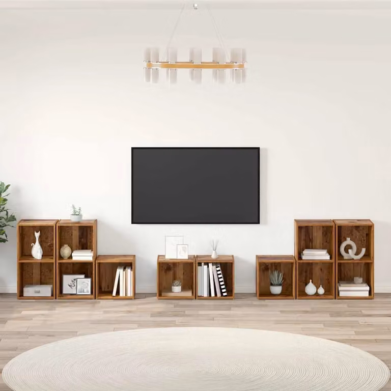 Set di mobili TV moderno vidaXL in legno marrone composto da 8 pezzi per soggiorno
