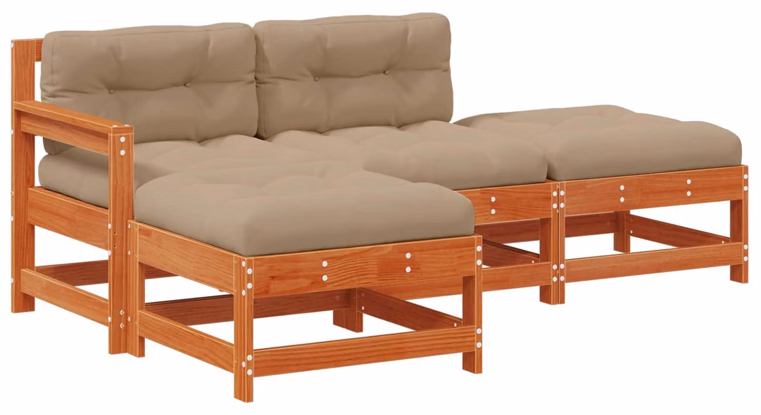 Set Lounge da Giardino 4 pcs Marrone Cerato