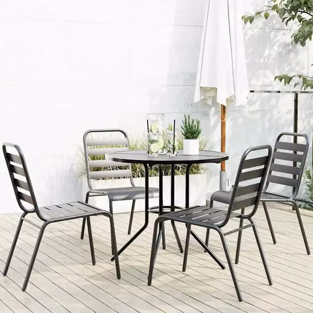 Set di 5 sedie da giardino impilabili vidaXL in acciaio verniciato antracite opaco