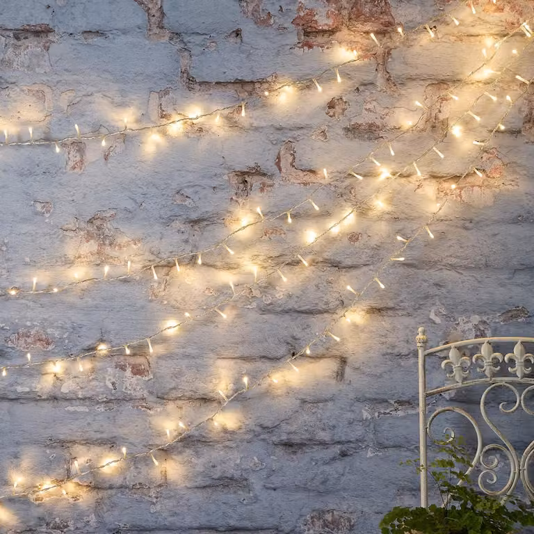Catena luminosa a LED, 800 LED, 45 metri, luce bianco caldo/bianco freddo, timer, grado di protezione IP44