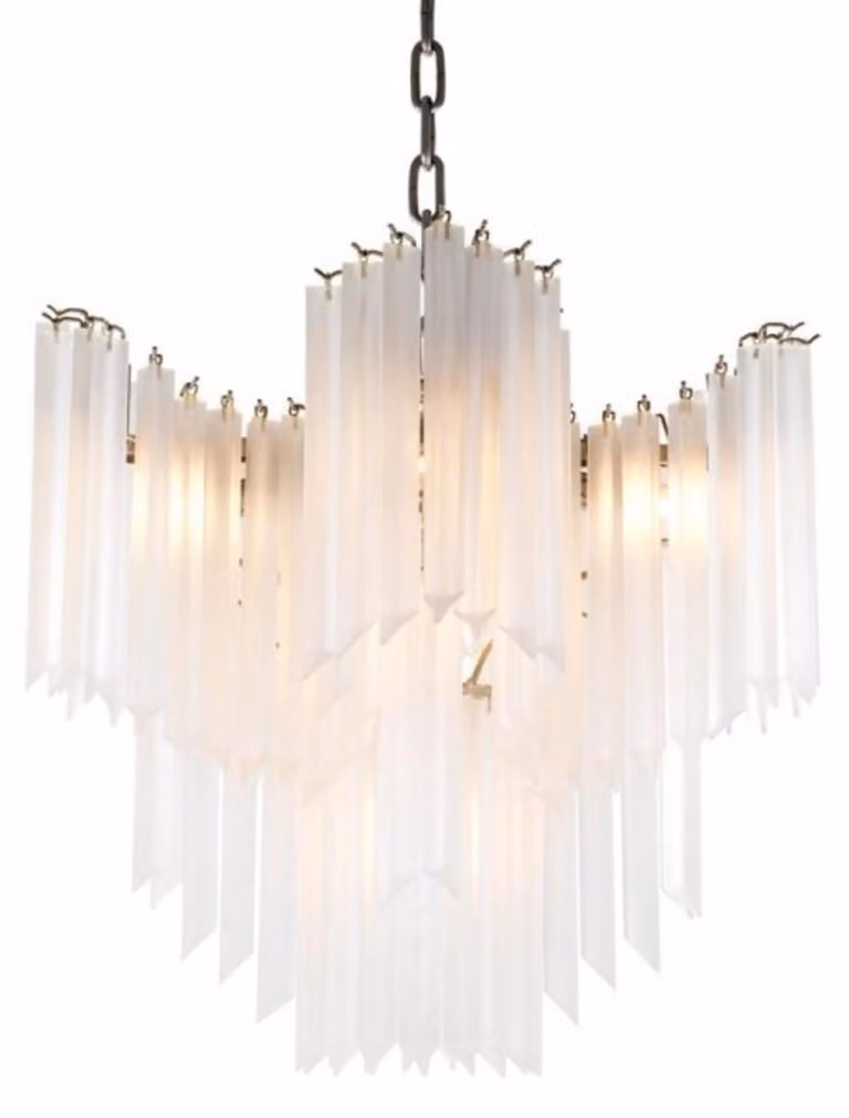 Lampada a sospensione Casa Padrino Luxus – Elegante lampada da soffitto in vetro e metallo, colore bianco – Diametro 60 cm