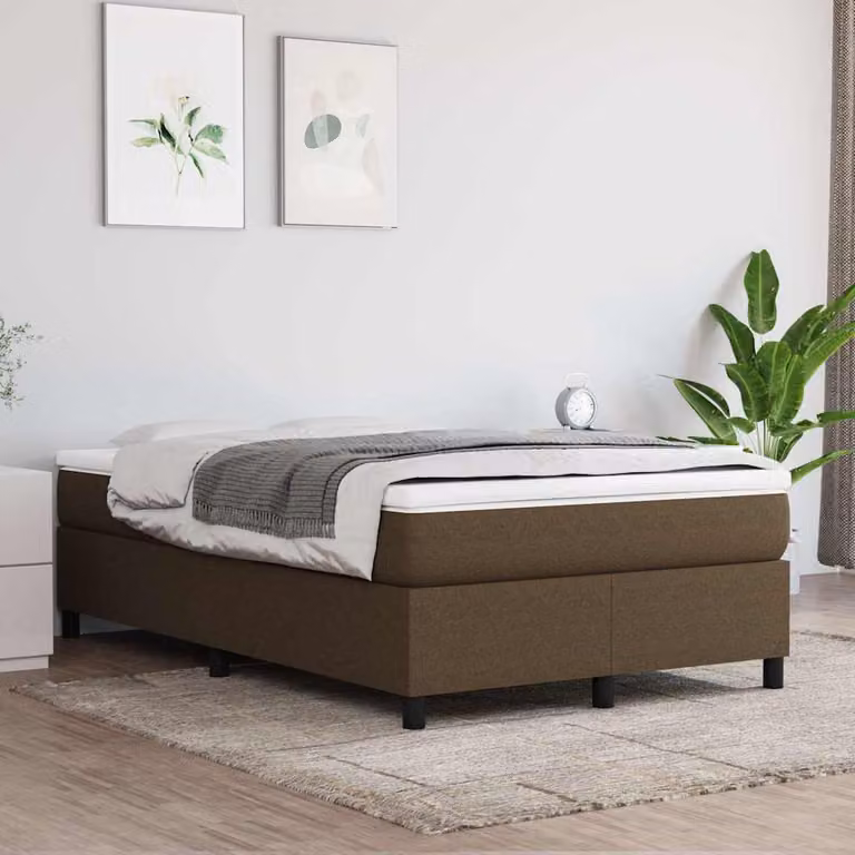 Giroletto a molle con materasso ibrido vidaXL in tessuto marrone e bianco L/P/H: 120 x 200 x 35 cm