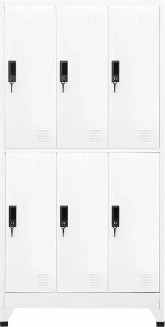 Armadietto in metallo con serratura e appendiabiti vidaXL, Bianco, L: 90 cm, P: 45 cm, H: 180 cm