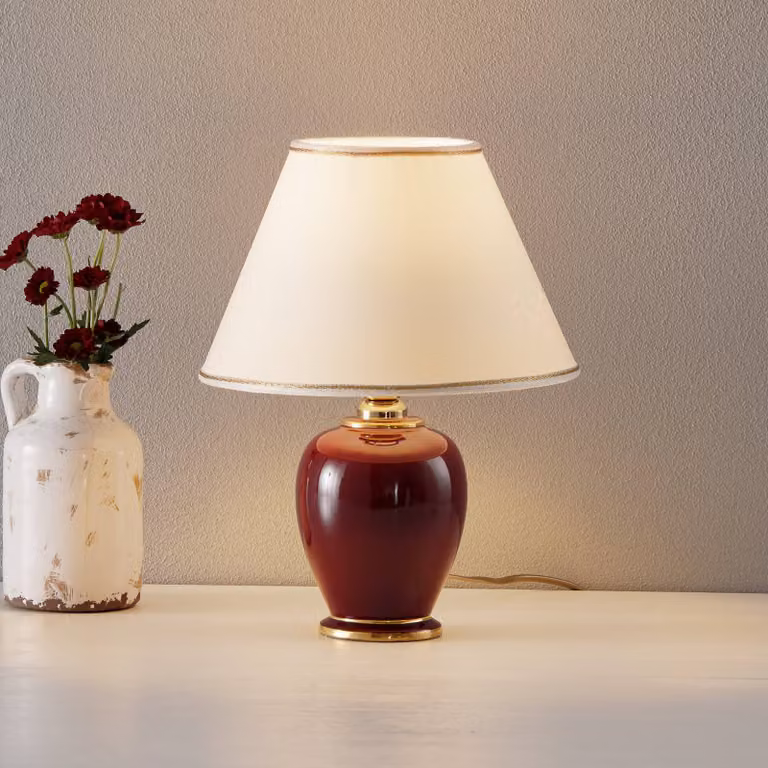 austrolux Lampada da tavolo Giardino Bordeaux, Rosso, Soggiorno / Sala da pranzo, Ceramica, Moderno, Lampada da tavolo