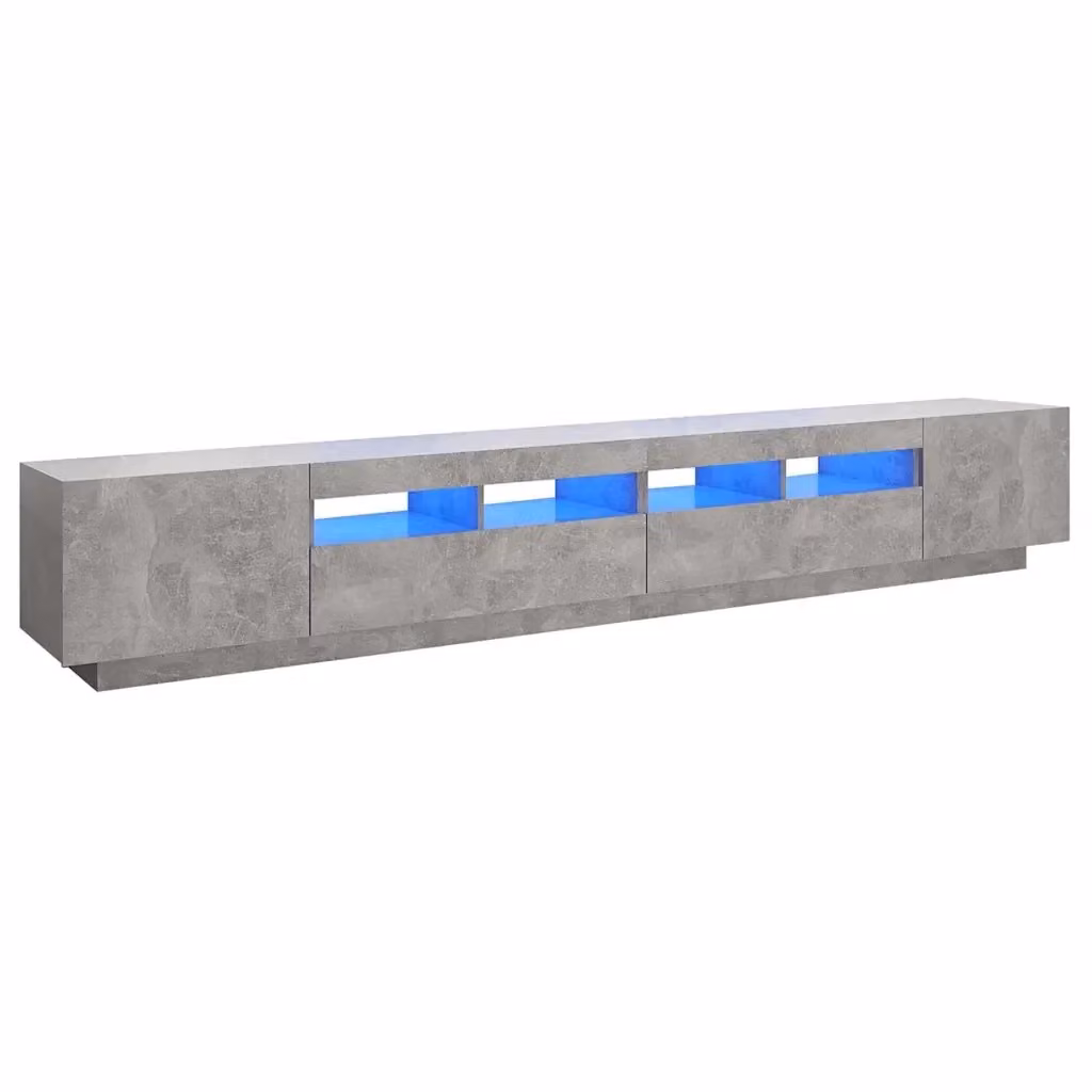 Mobile Porta TV Moderno vidaXL con Luci LED Integrate Grigio Cemento L: 260 cm, P: 35 cm, H: 40 cm – 2