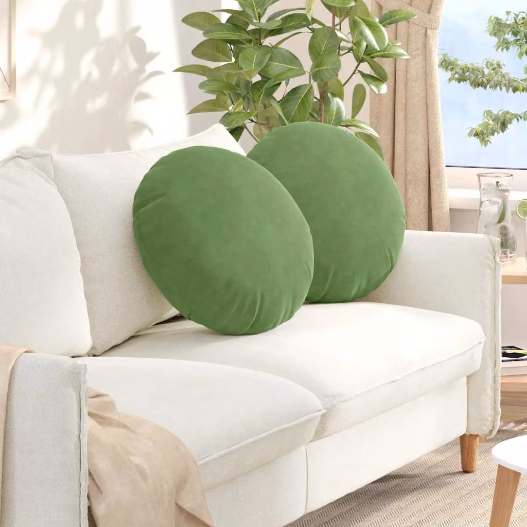 Set di 2 cuscini per seduta rotondi vidaXL in velluto verde chiaro Ø 50 cm x H 19 cm