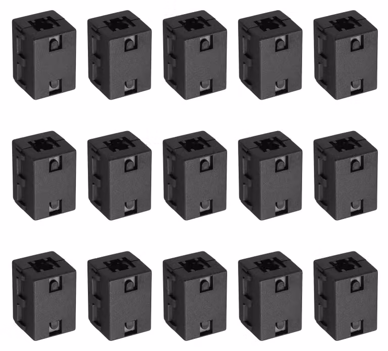 15 anelli di ferrite con clip, diametro interno 10 mm, per la riduzione delle interferenze elettromagnetiche, colore nero