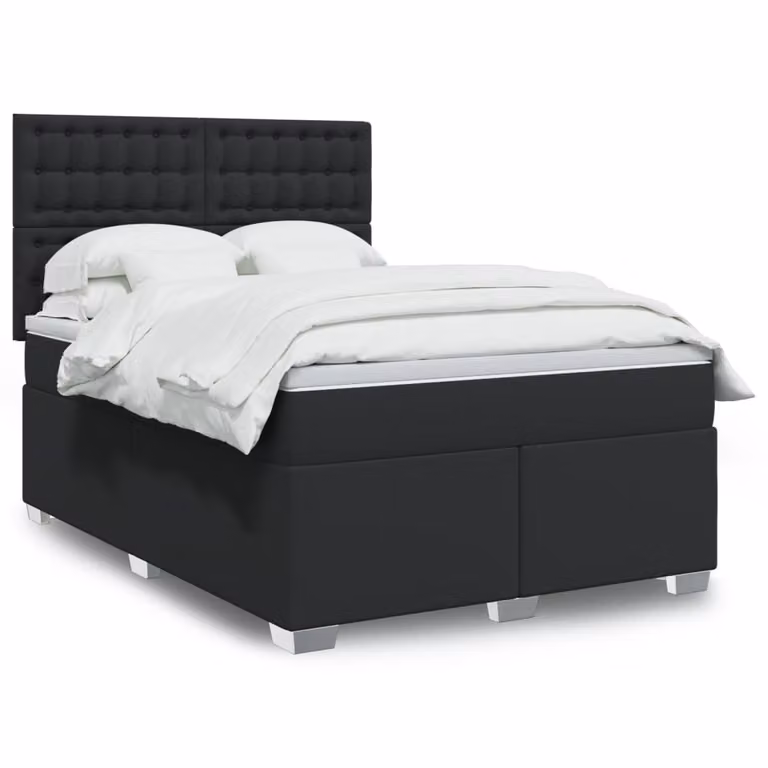vidaXL Giroletto a Molle con Materasso in Similpelle Nero L: 140 cm, P: 200 cm