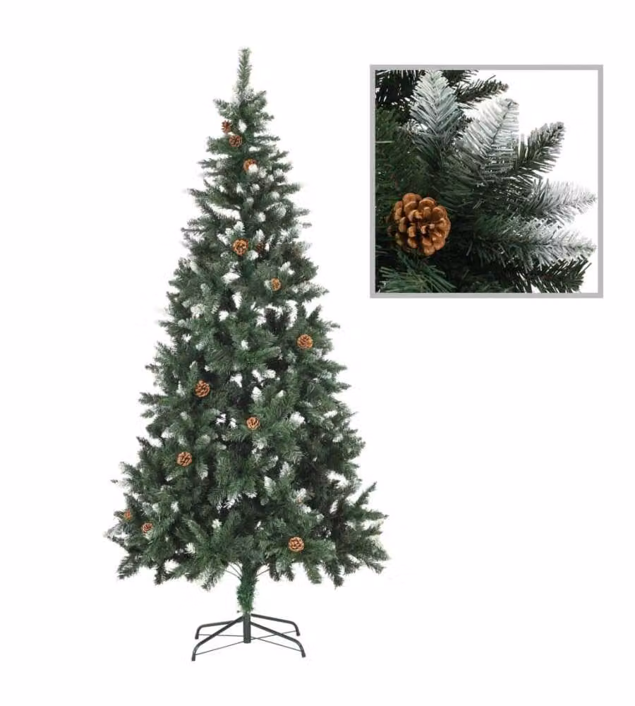 Albero di Natale Artificiale con luci a LED e Pigne 210 cm