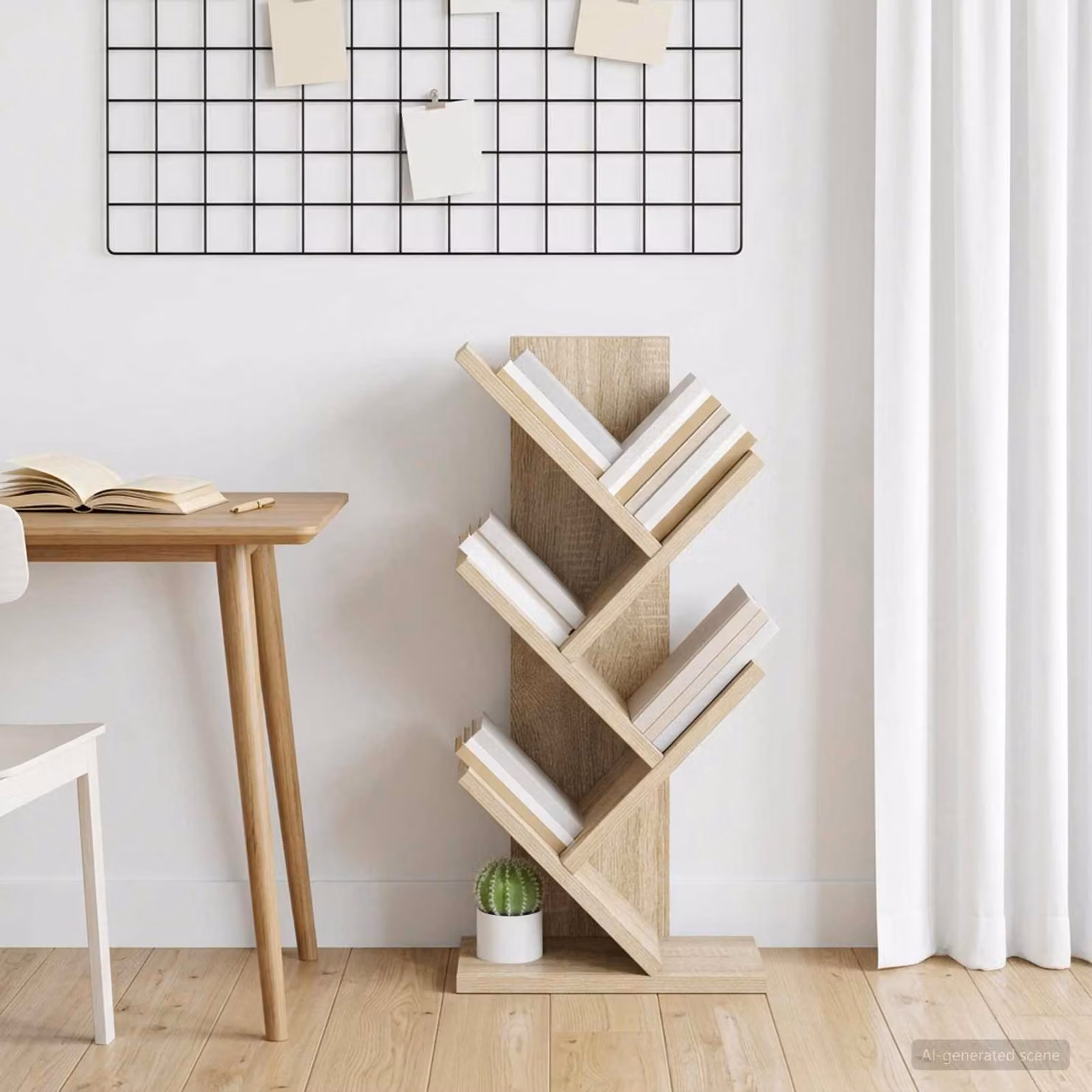 Libreria ad Albero vidaXL con 4 Ripiani, Colore Rovere Sonoma, L 30 x P 18 x H 60 cm