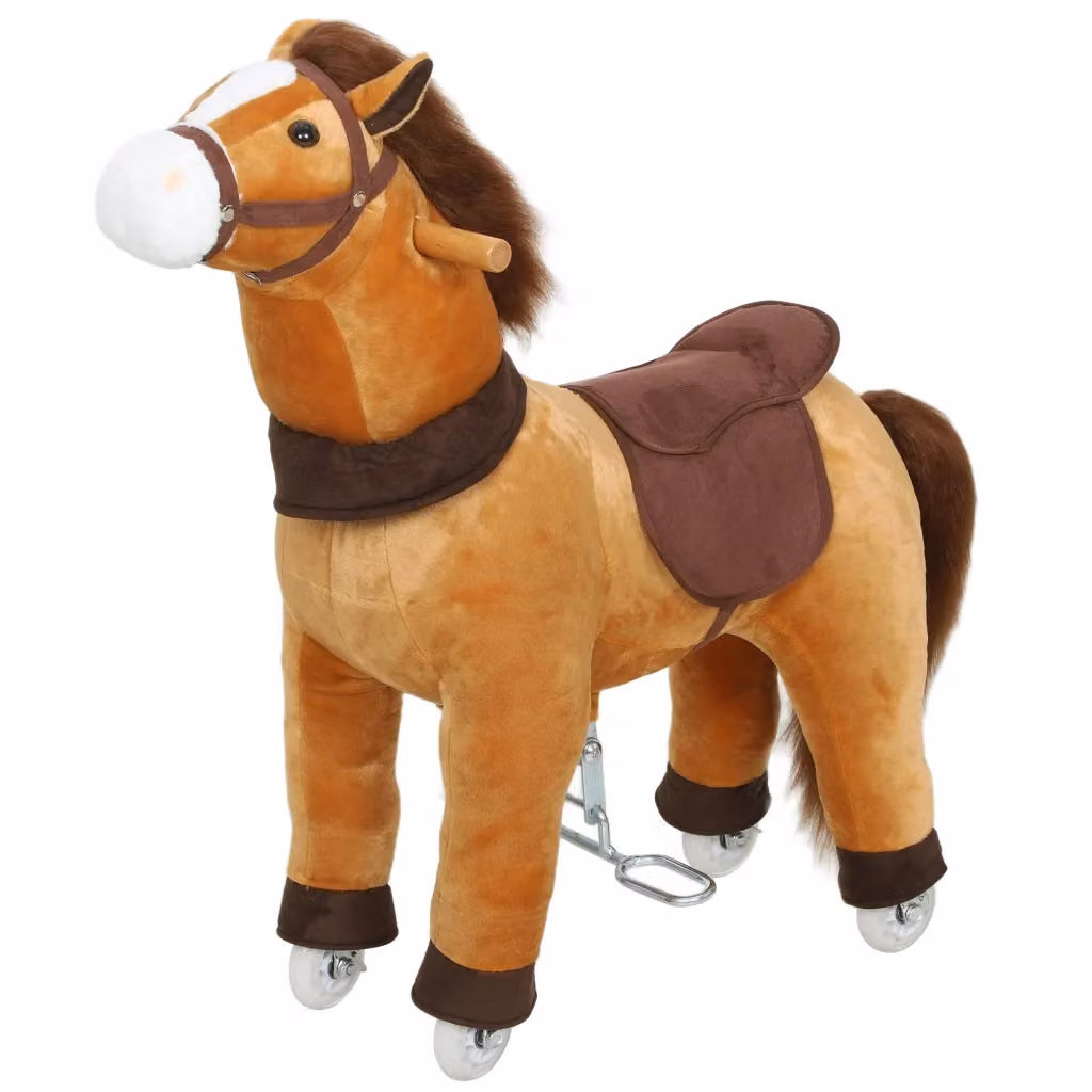 Cavallo a dondolo XYLO per bambini in tessuto marrone scuro L/P/H: 75 x 30 x 70 cm – 2