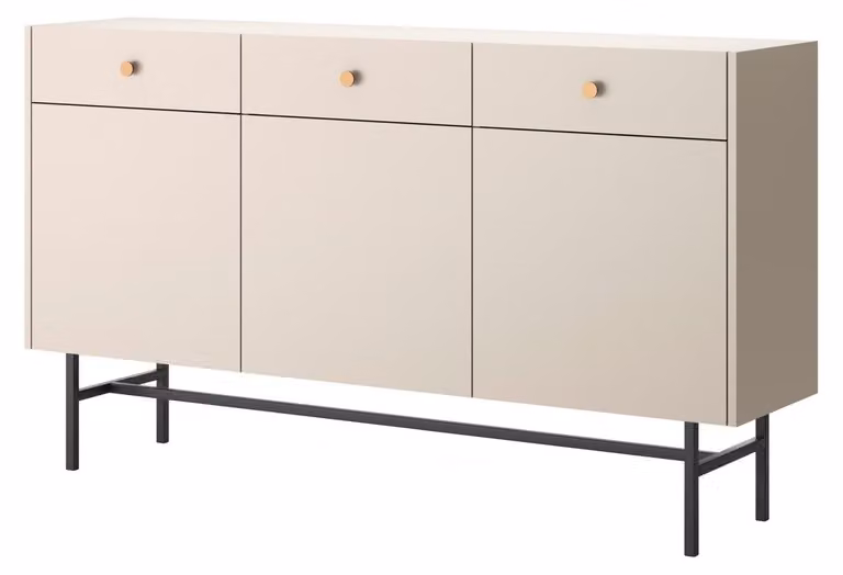 Selsey Divenos - Credenza a 3 ante, grigio-beige, 155 cm
