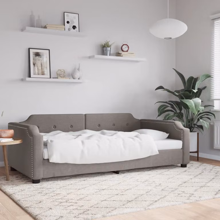 Letto da giorno vidaXL in tessuto beige e grigio L 80 cm x P 200 cm