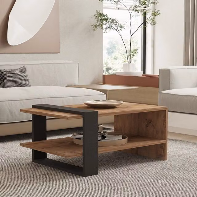 Tavolino da salotto DMORA moderno in legno color rovere, L: 80 cm, P: 55 cm, H: 35 cm
