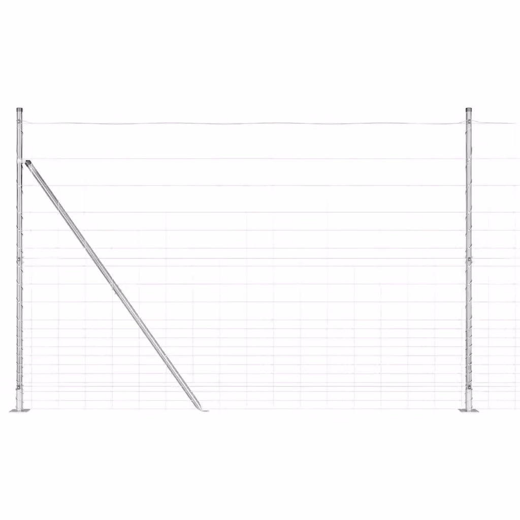 Recinzione in rete saldata vidaXL in acciaio zincato argento con base in cemento L: 25 m, H: 1,6 m – 2