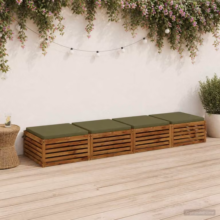 Set di 4 cuscini per sedia quadrati vidaXL in poliestere verde con rivestimento lavabile e resistente ai raggi UV
