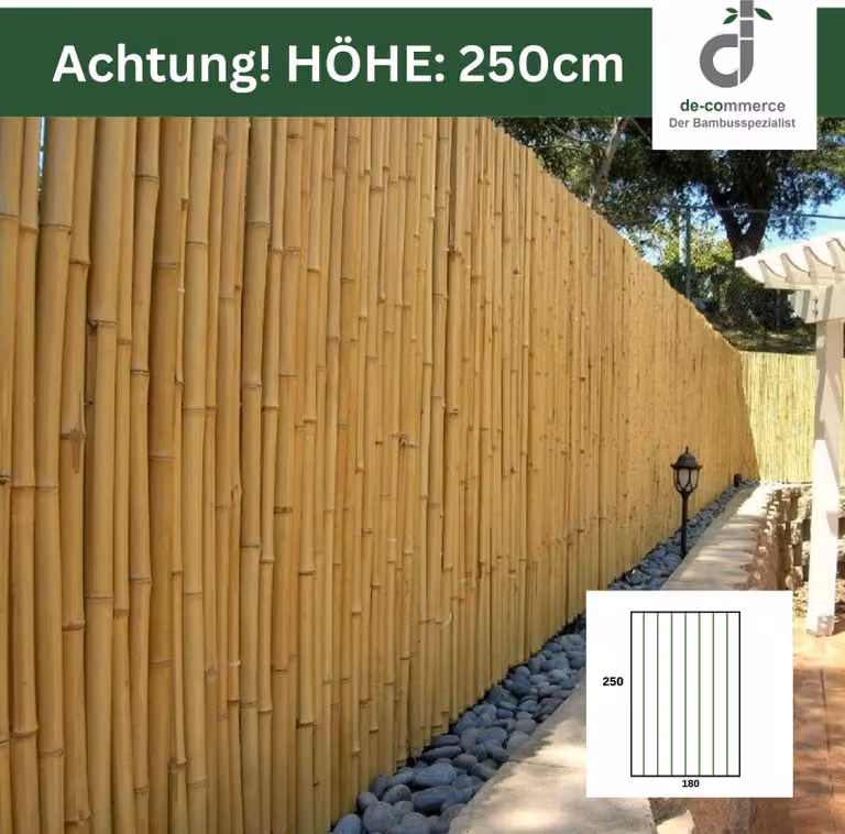 Schermo privacy in bambù - recinzione avvolgibile ATY NATURE (altezza x larghezza) - 250 cm x 180 cm