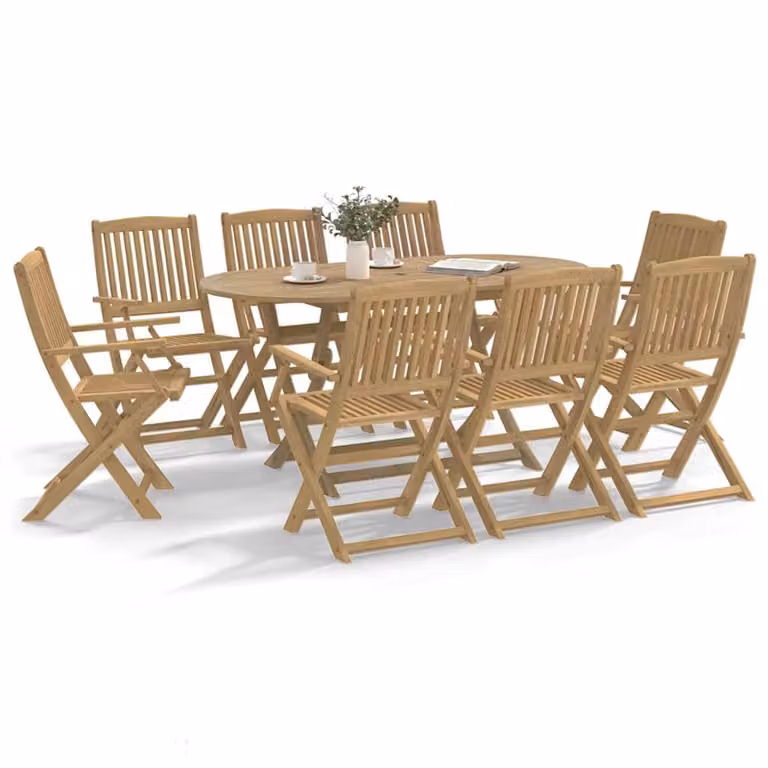 Set di 8 sedie pieghevoli da giardino vidaXL in legno di acacia marrone con braccioli e design impilabile