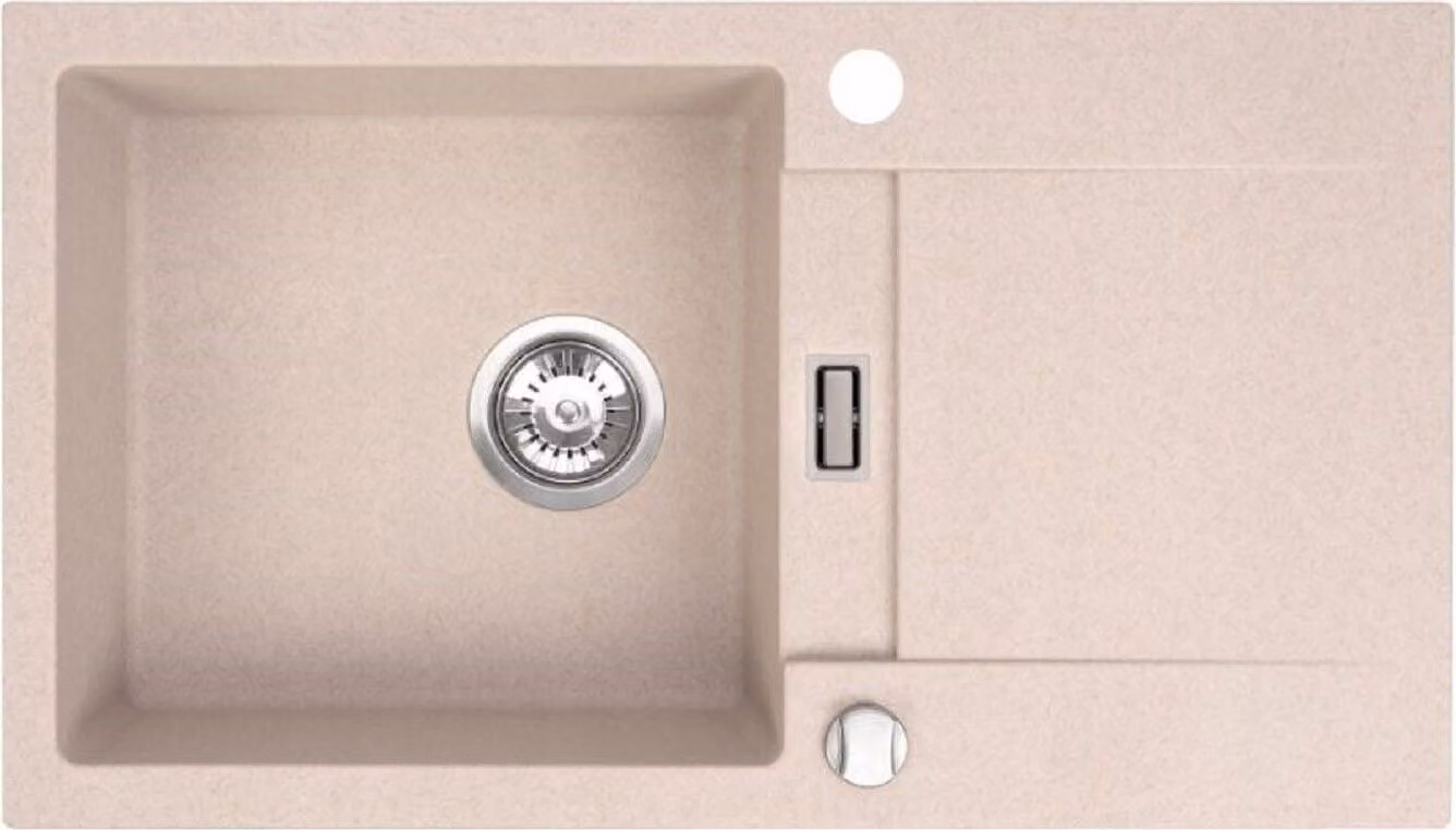 Lavello QLS 76x44 cm con sgocciolatoio Siphon reversibile - Runner Beige 11197